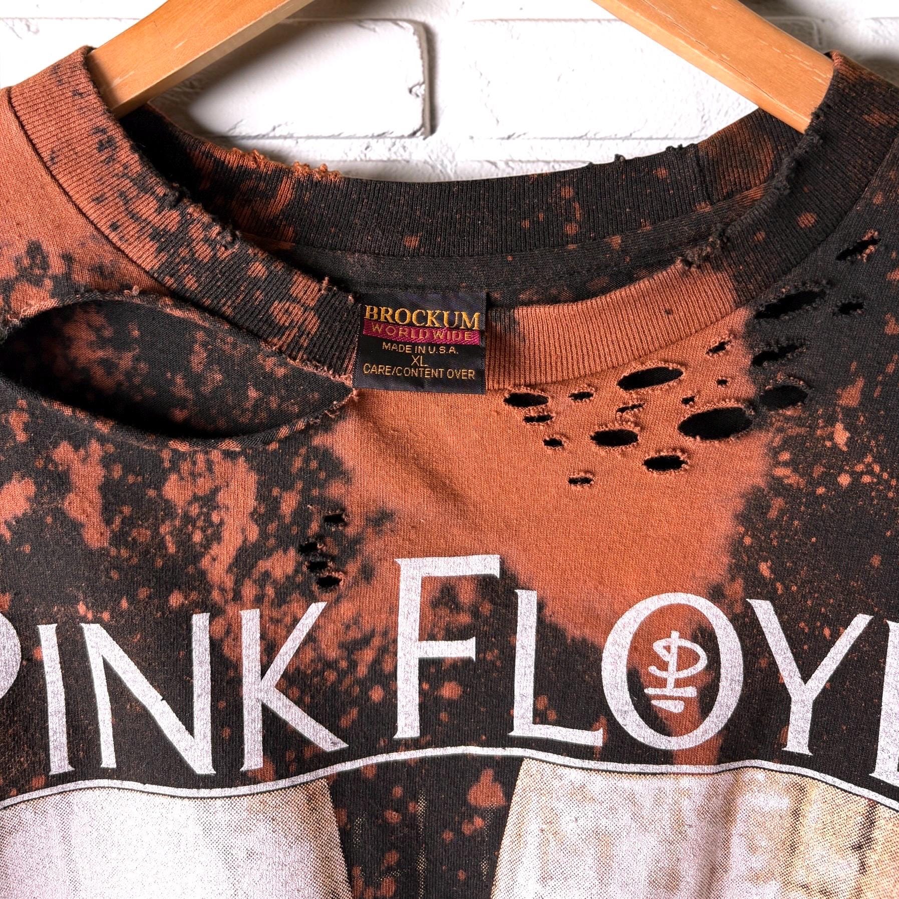 Pink Floyd bleached cropped distressed band tee